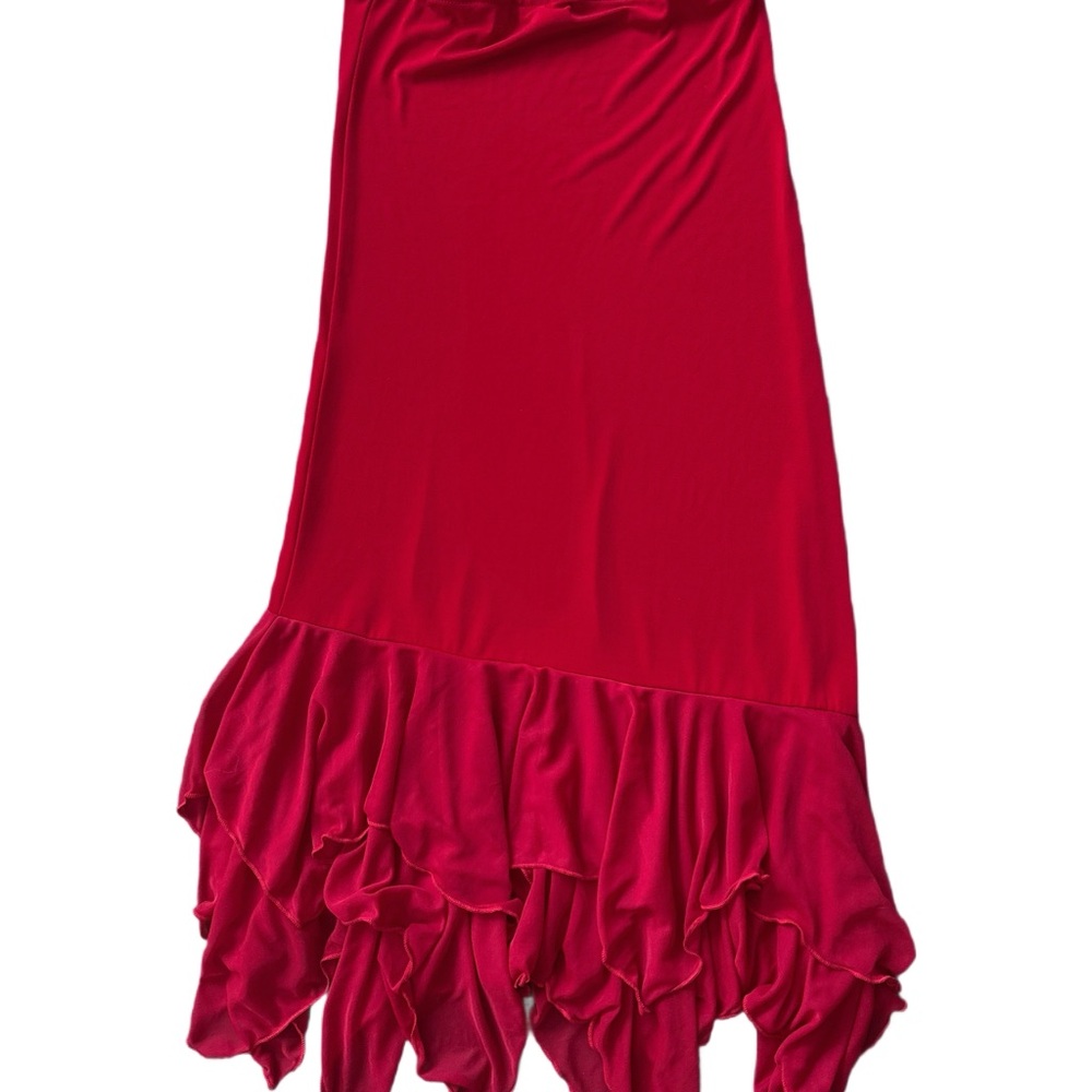Vintage Y2K Red Ruffle Maxi Mermaid Skirt